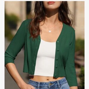 Green Button-Up Cardigan